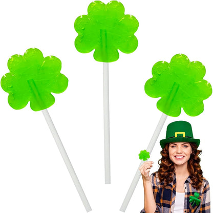 shamrock/clover-shaped hard candy lollipop design