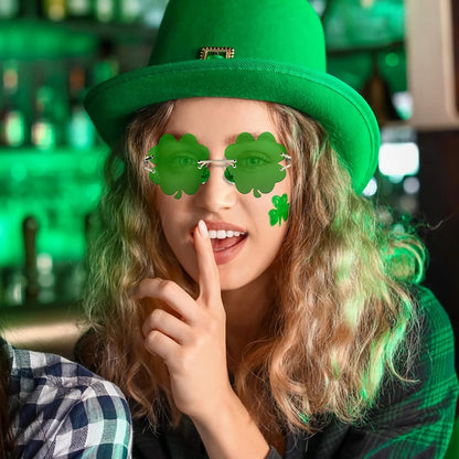 Shamrock Shaped Glasses St. Patrick's Day Mantel and Bar Cart Decor Accent