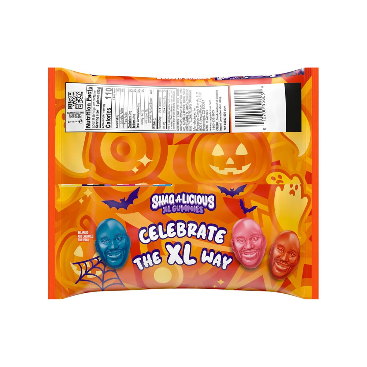 SHAQ-A-LICIOUS XL Chewy Gummies Individually Wrapped Snack-Size Bags for Secret Santa, Office Gift Exchanges, and Basketball Fan Gift Baskets, 8.5 oz Sour