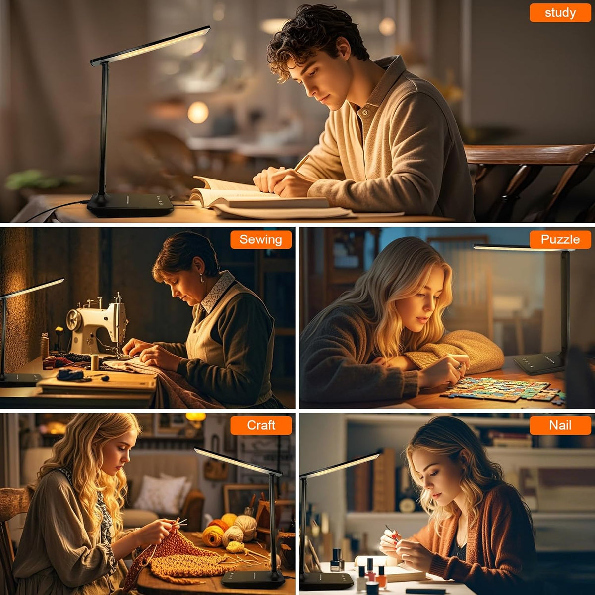 shinelife Dimmable LED Desk Light – Designer Task Lamp for Living Room and Bedroom Aesthetic, Black Finish