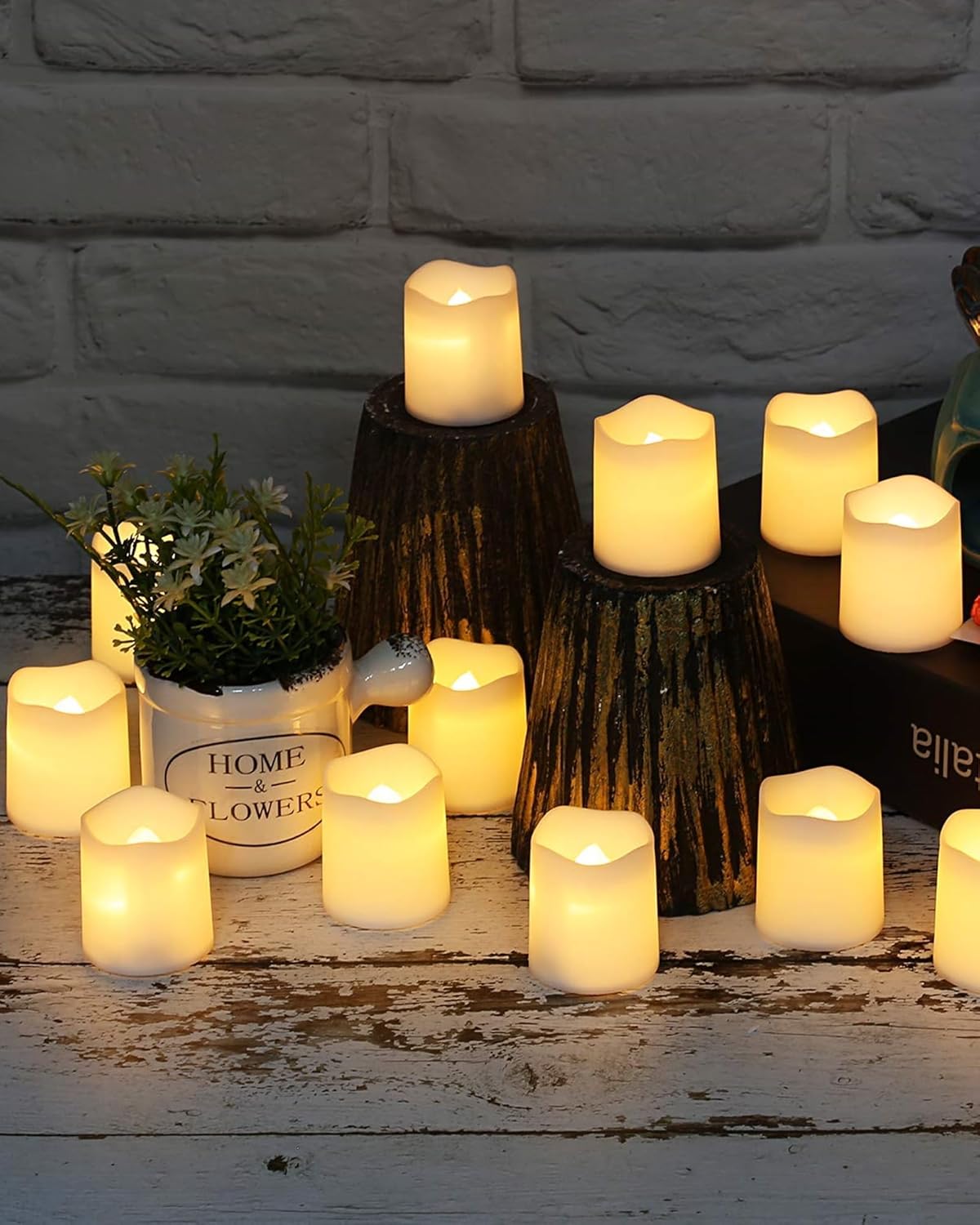 SHYMERY 200+ Hour Battery LED Tea Light Candles 24 Pack Flameless Flickering for Family Safe Gatherings and Kids Rooms