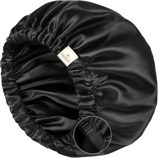 silk/satin outer and inner lining that reduces friction on hair strands