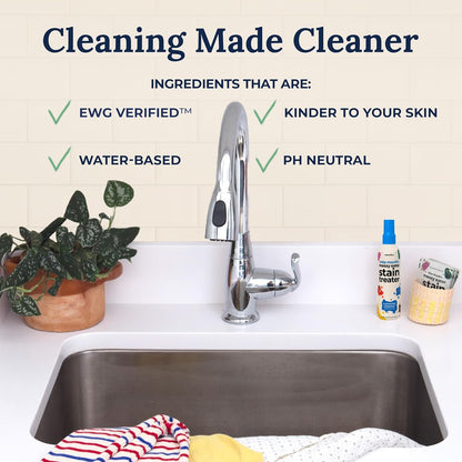 simple spray-blot-rinse application requiring no dry cleaning