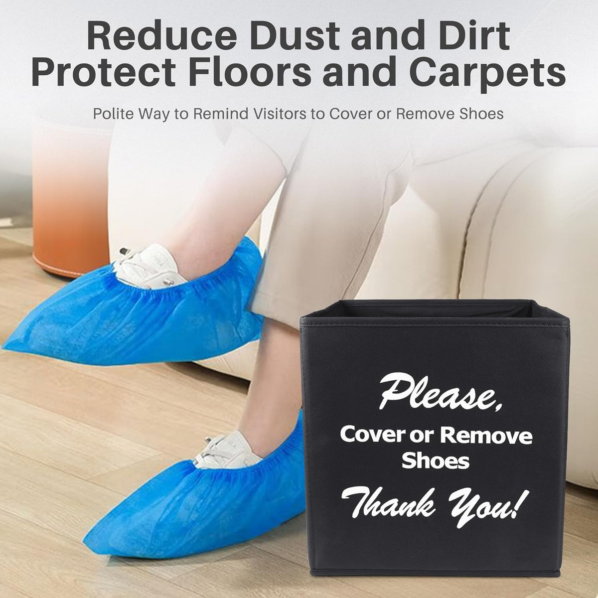 single large compartment designed to hold 200+ disposable shoe covers