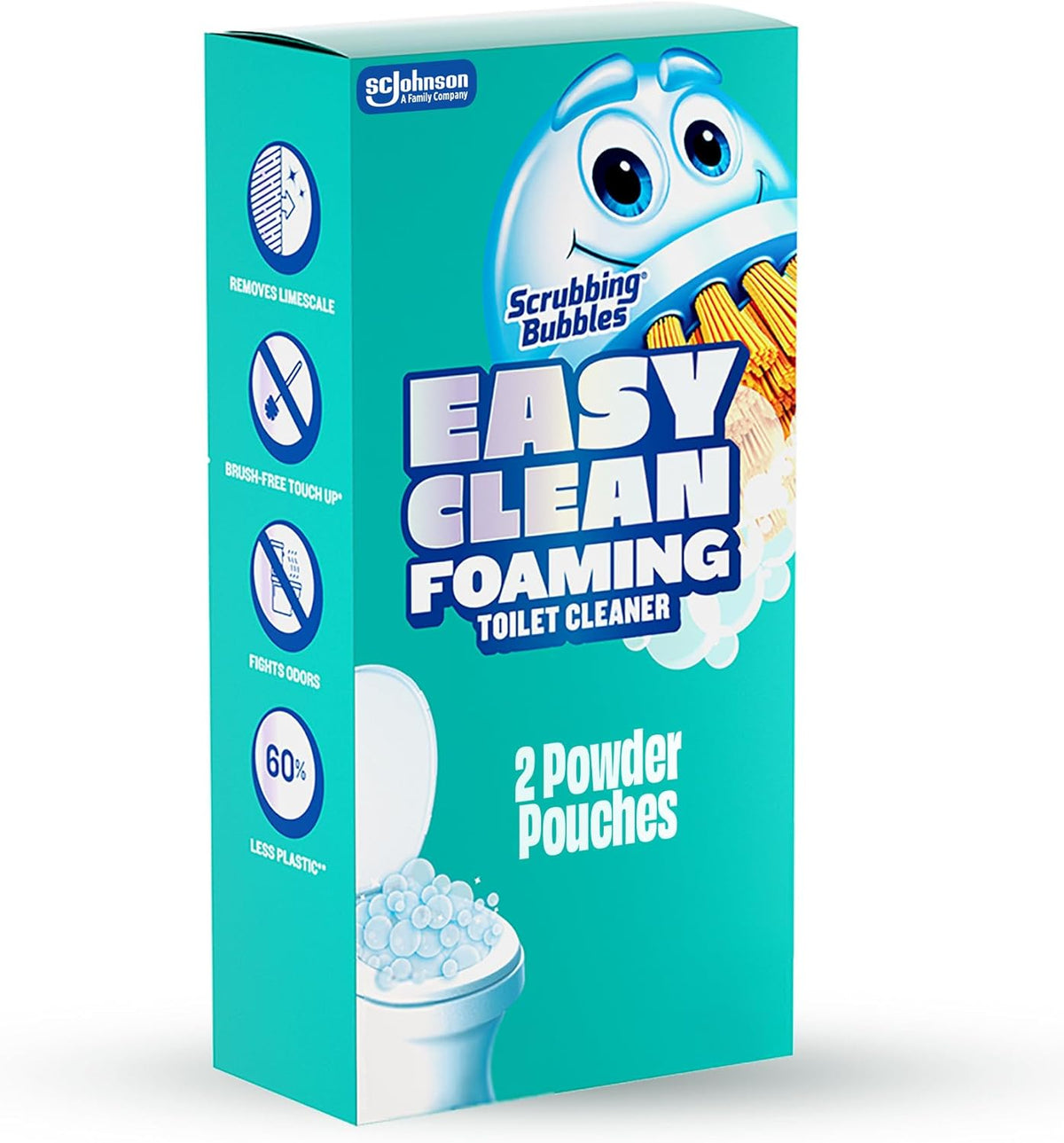single-use powder pouches that are torn open and shaken directly into the toilet water for activation