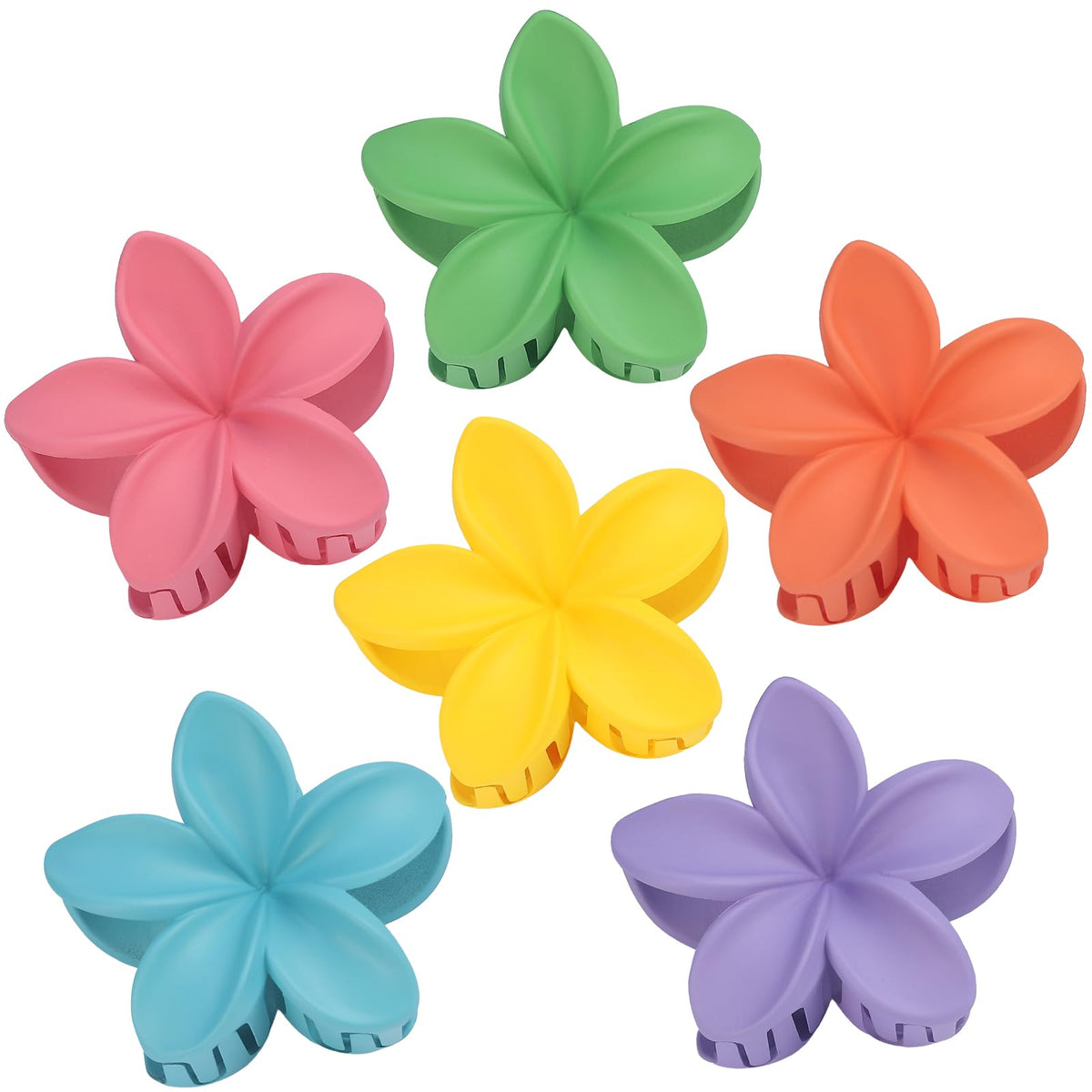 Sisiaipu Flower Hair Clips for Women 6 Pcs Hawaiian Large Claw Clips Plumeria Medium Hair Claw Clips for Thick Thin Hair Hibiscus Tropical Beach Hair Accessories for Women Girls and Girls-Dopamine