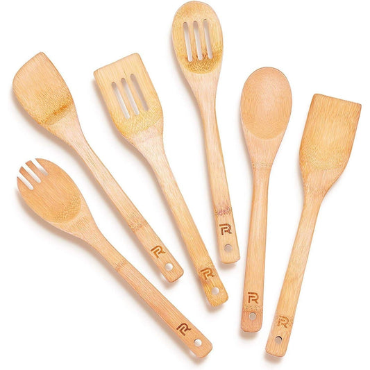 six-piece set including slotted spoons, solid spoons, and turner spatulas for full cooking versatility