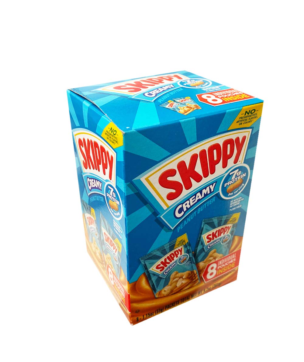 SKIPPY Creamy Peanut Butter Individual Squeeze Packs, 1.15 Ounce (8 Pouches)