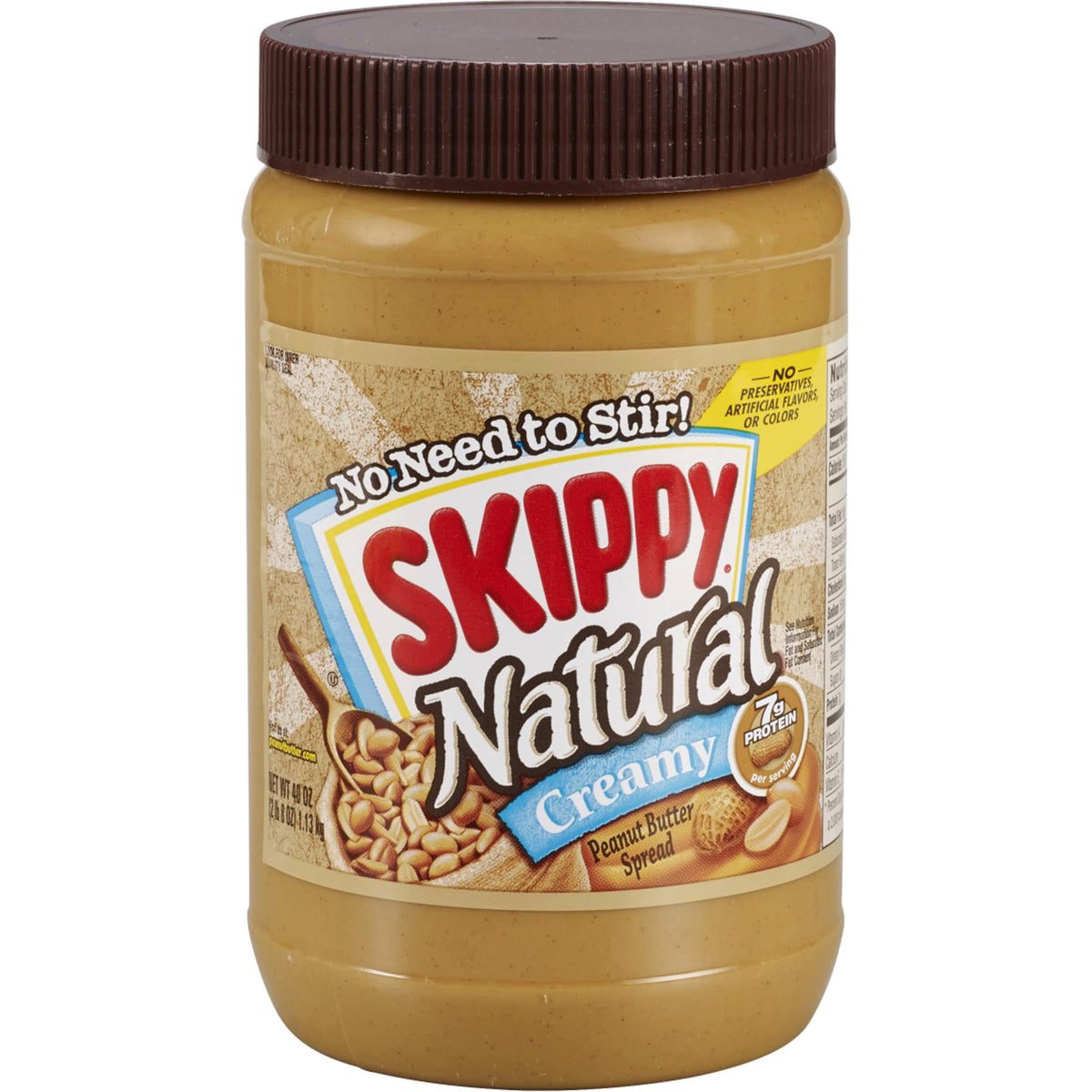 SKIPPY Natural Creamy Peanut Butter, 7 g Protein Per Serving, 40 Ounce