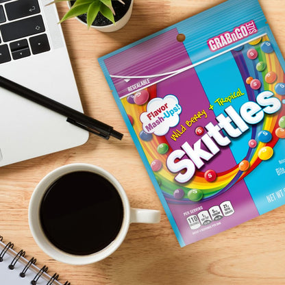 SKITTLES Mash-Ups Berry and Tropical Chewy Candy, 9-Ounce Travel Snack Bag for Road Trips, Car Cup Holders and Rest Stop Stops