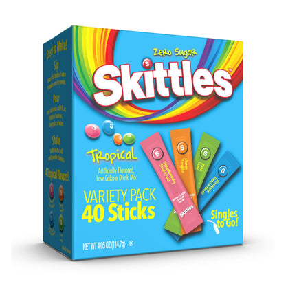 Skittles Singles To Go Powdered Drink Mix – Low Calorie Flavored Water for Office Desk and Gym Bag, Zero Sugar Variety Pack