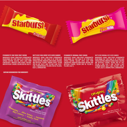 Skittles Starburst Chewy Variety Pack – Birthday Gift Bag Stuffers for Her and Him, Individually Wrapped Fun Size