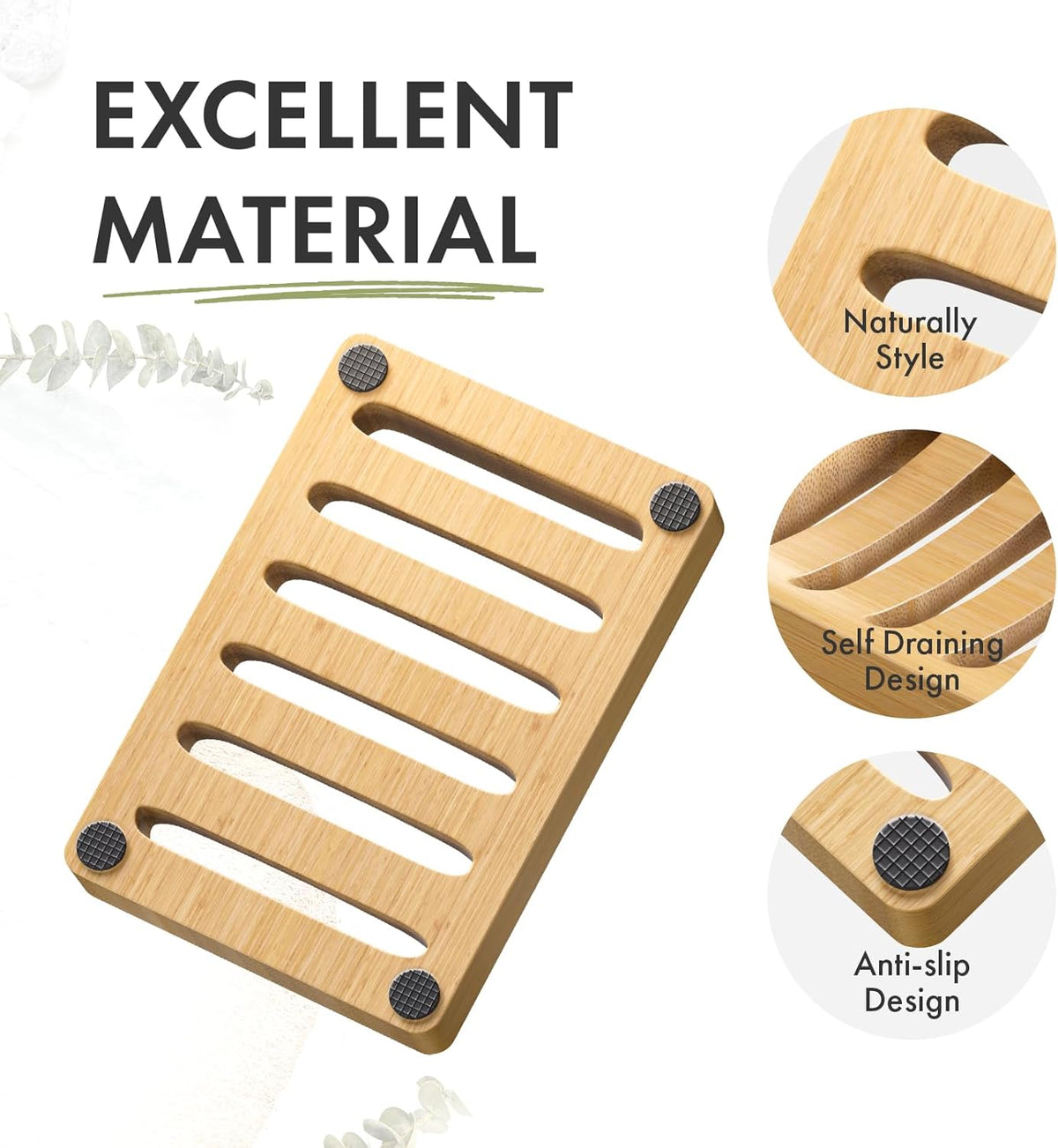 sleek smooth bamboo surface for quick rinse-cleaning