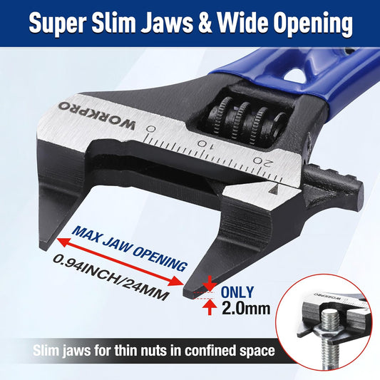 slim 2mm jaw profile for confined-space access