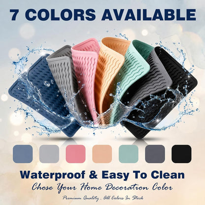 slip-resistant ribbed backing that grips shelves and countertops