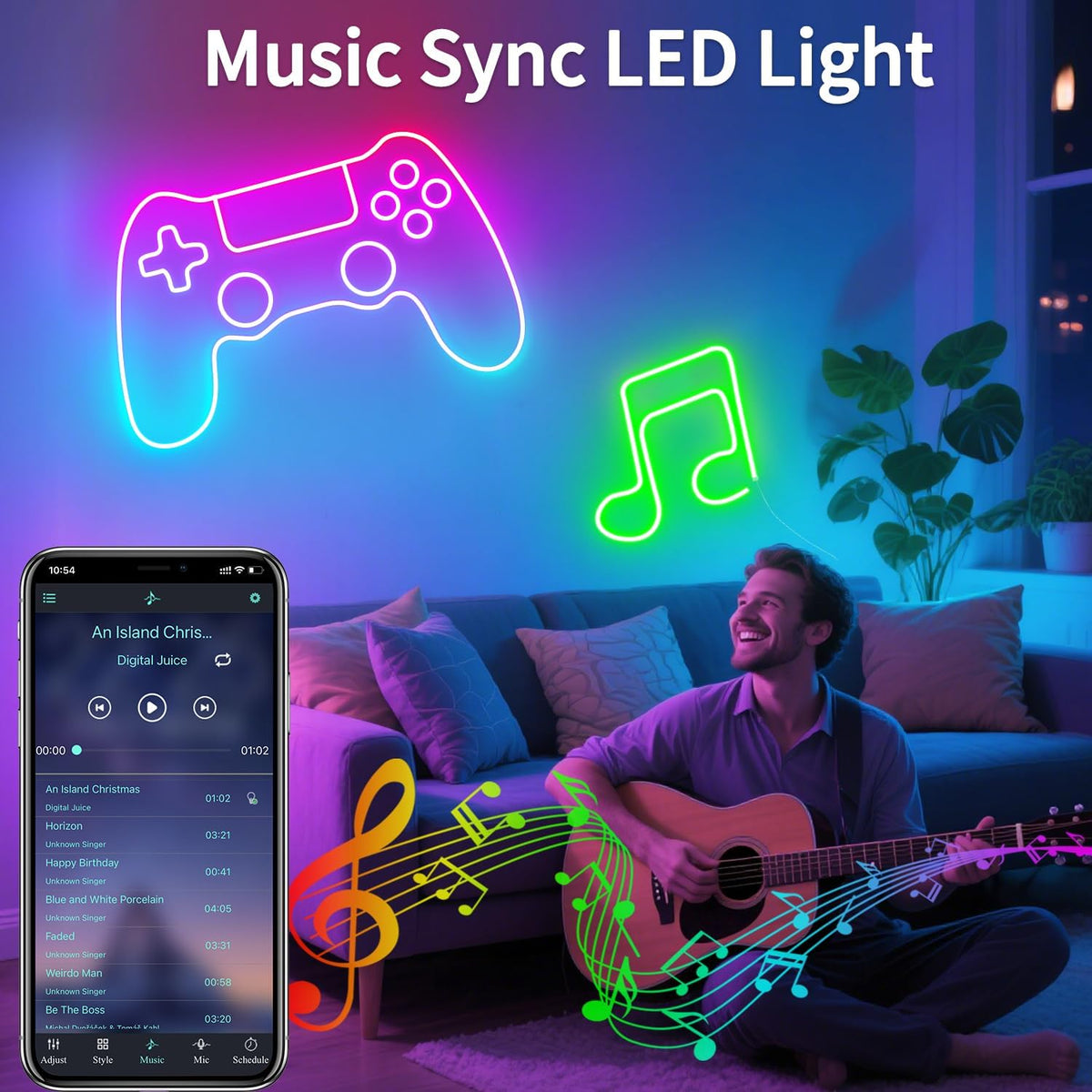 smartphone app control with 16 million rgb color options
