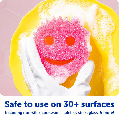 smiley face ergonomic design with eye grip points for 360-degree reach and utensil-slot mouth
