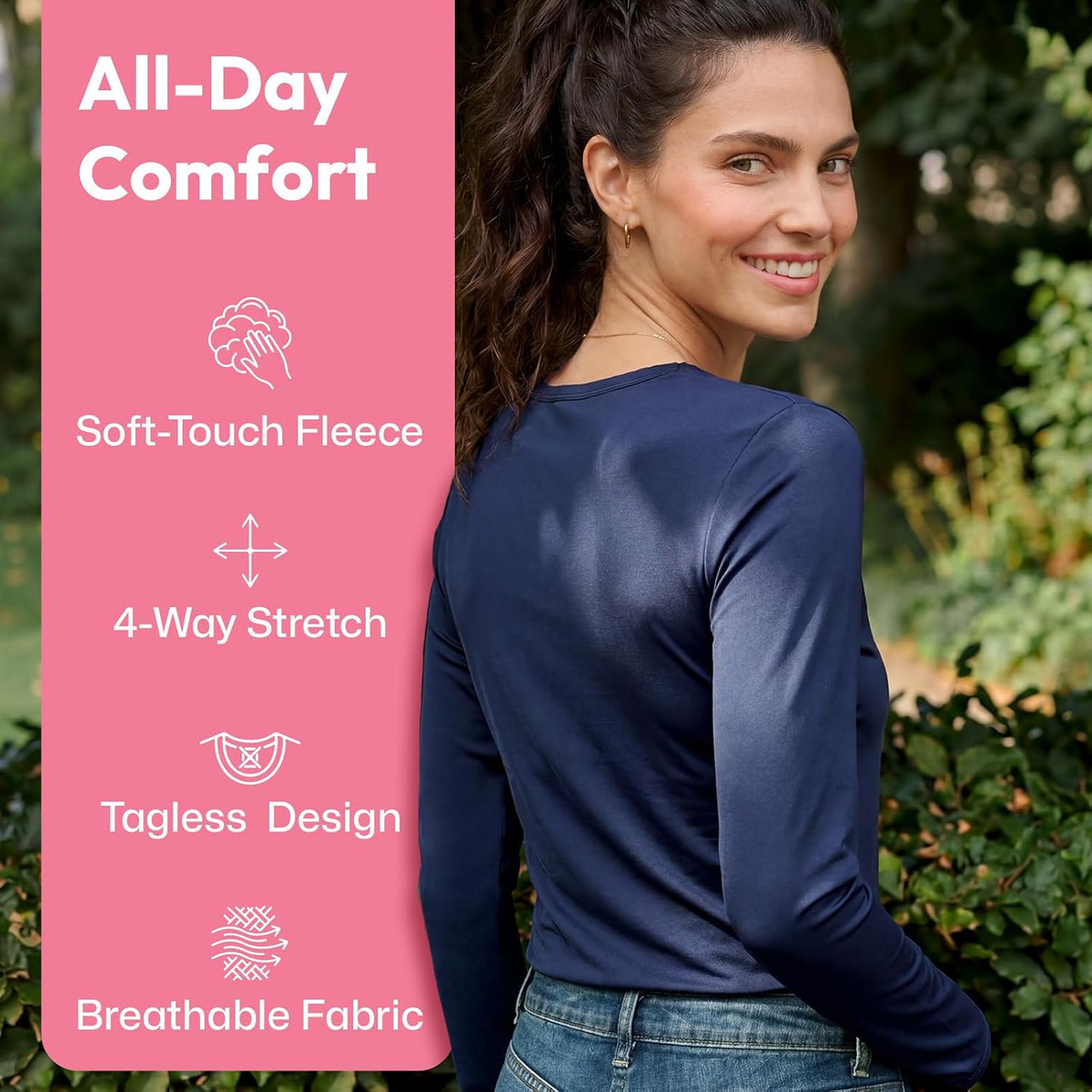 snug, stretchy fit designed for layering under outerwear