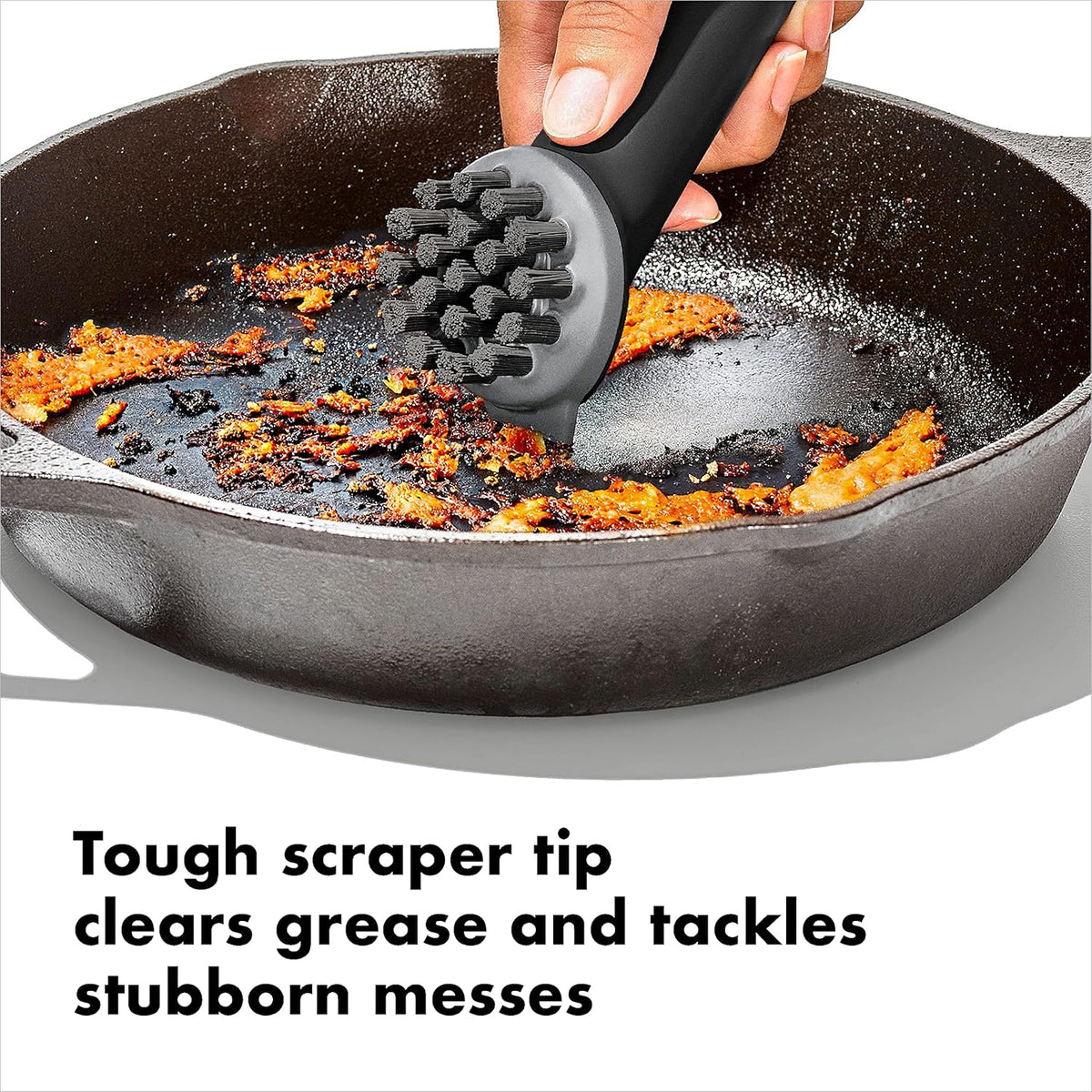 soap-free cleaning capability that protects seasoning on cast iron and carbon steel