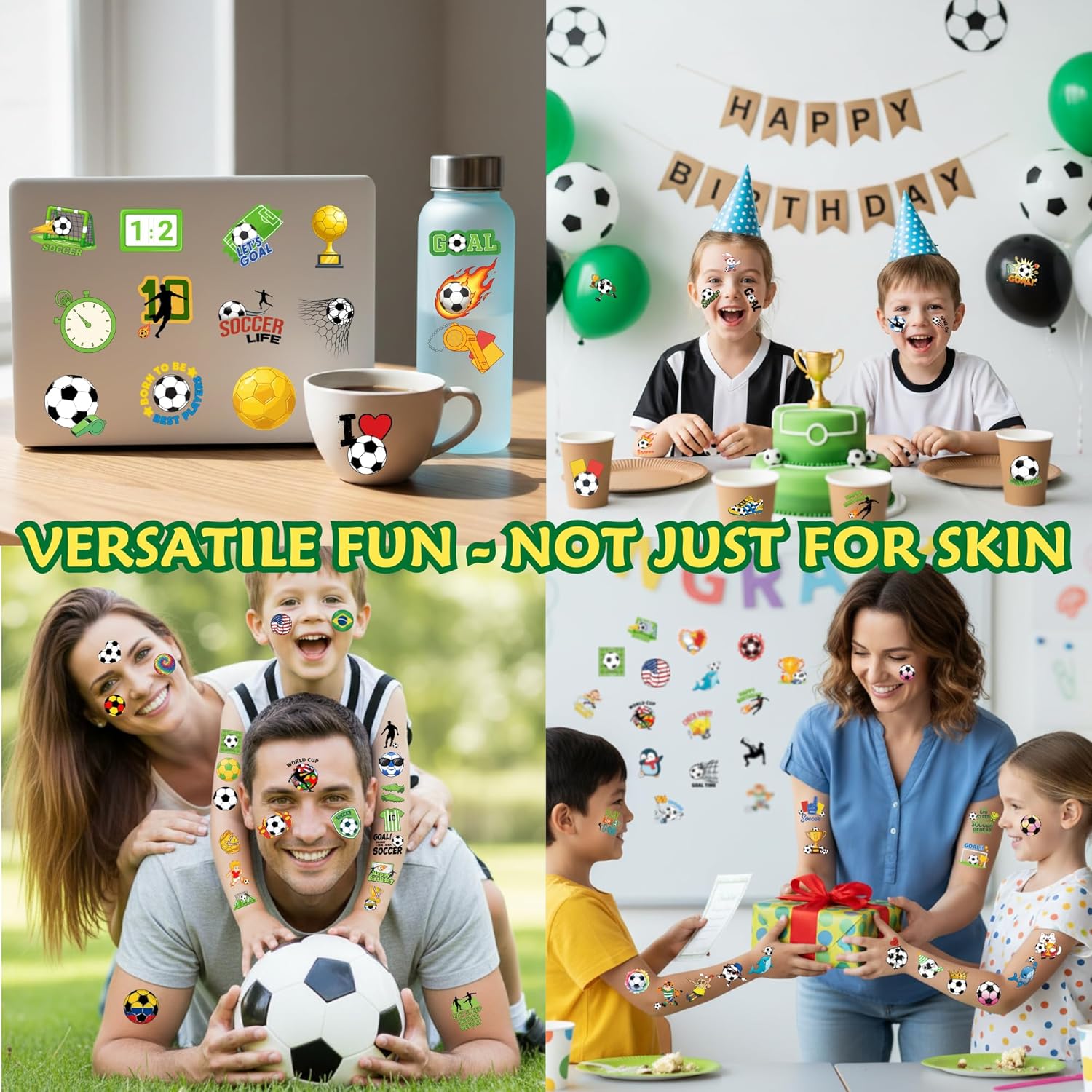 Soccer Lover Gift for Kids – 96 Pack Temporary Tattoos Birthday Present for Boys and Girls