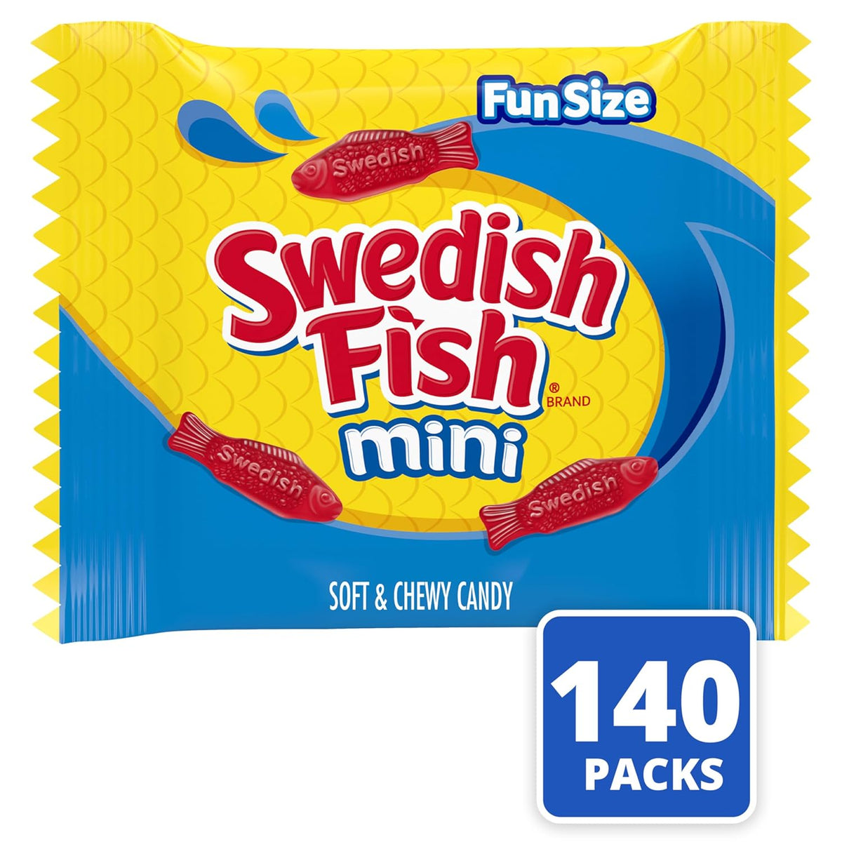 soft and chewy gummy texture with classic fruity swedish fish flavor