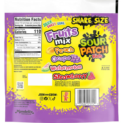 soft and chewy gummy texture with sweet-then-sour coating