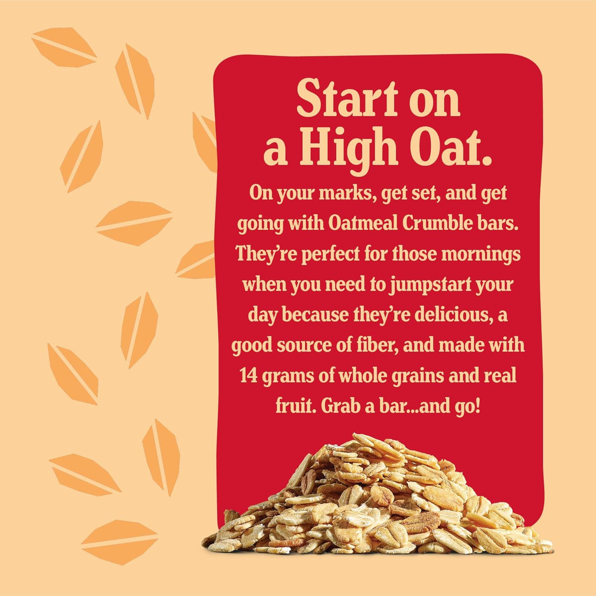 soft-baked crumble format with oat topping for a handheld, low-mess experience