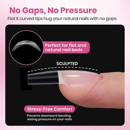 soft, breathable, durable pmma material that is low-odor and gentle on natural nails
