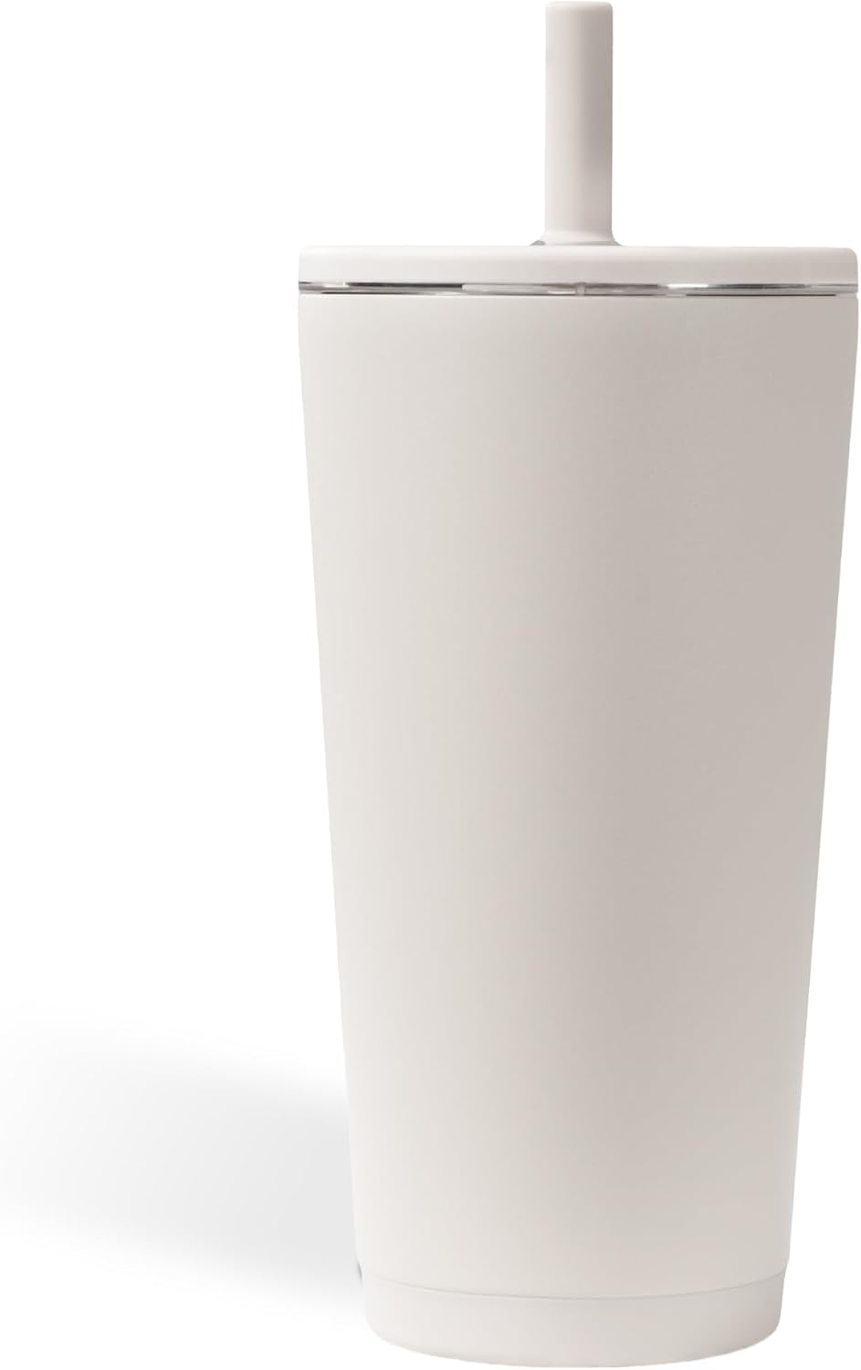 soft-touch lid paired with a flexible straw for easy one-handed sipping