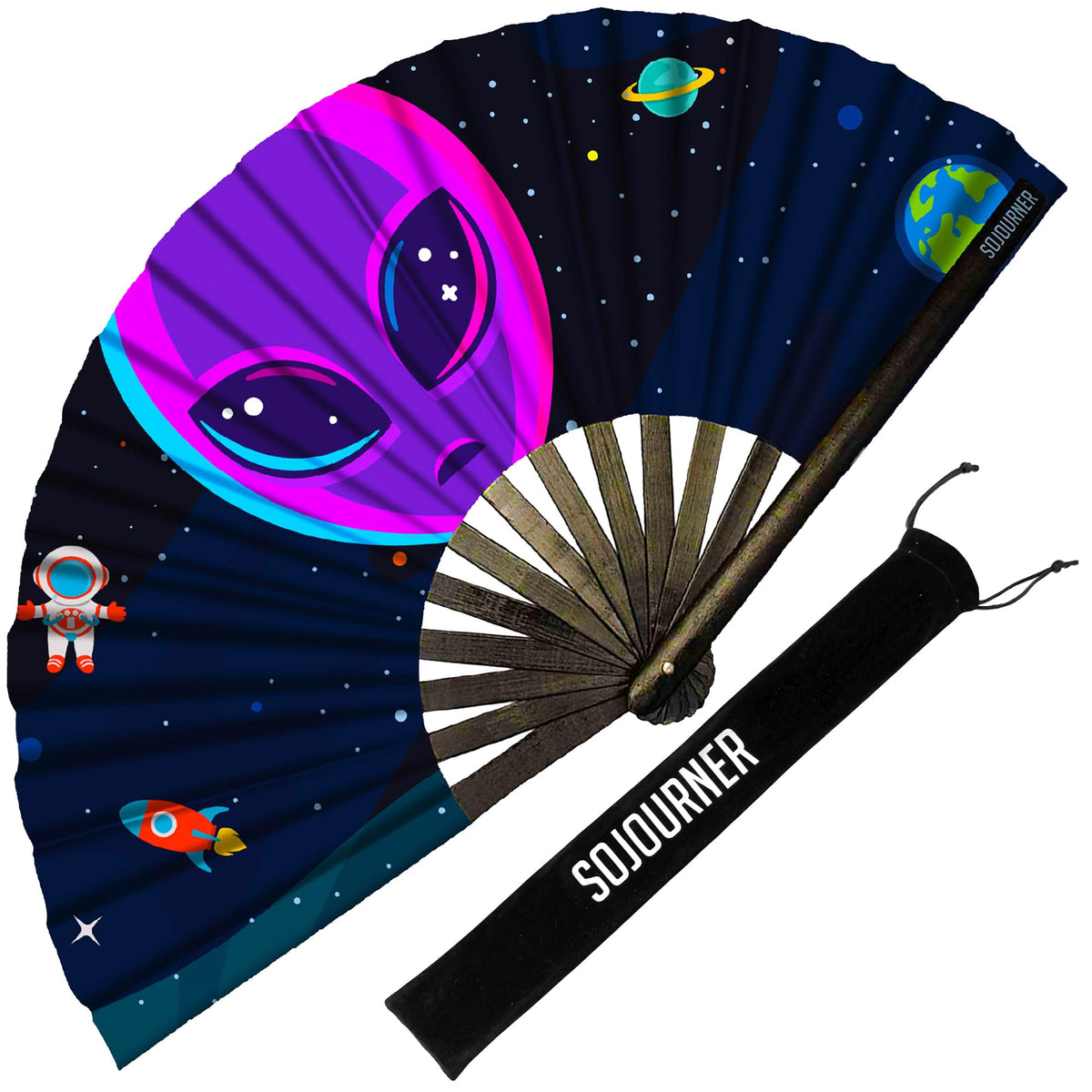 SoJourner Bags Rave Fan - Large Folding Fan - Clack Fan Hand Fan for Raves, Halloween, Burlesque, Rainbow Outfits for Women &amp;amp; Festival Accessories