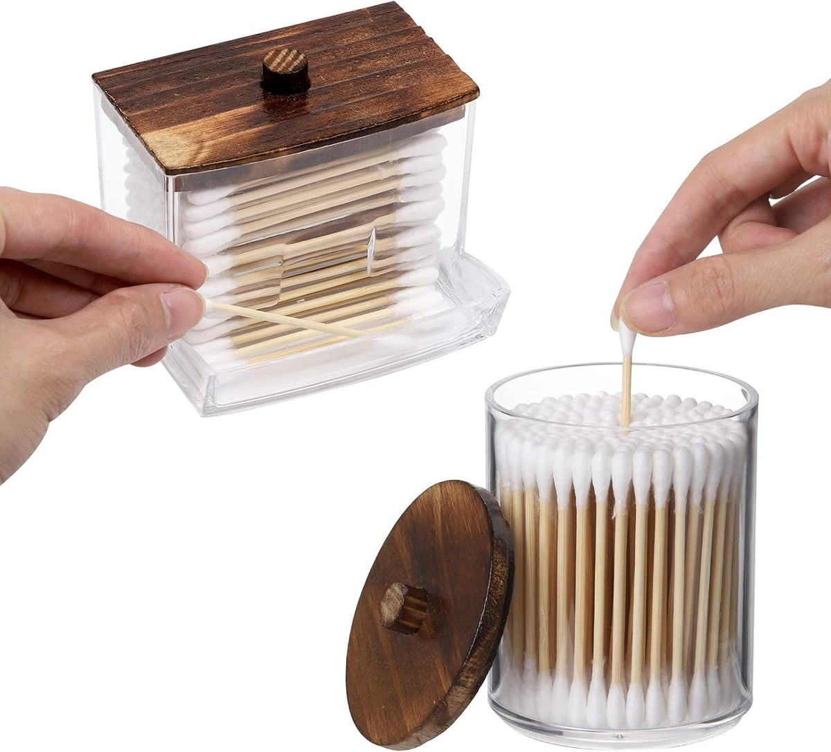 solid wood lids in naturally varied brown or beige tones for a handcrafted look