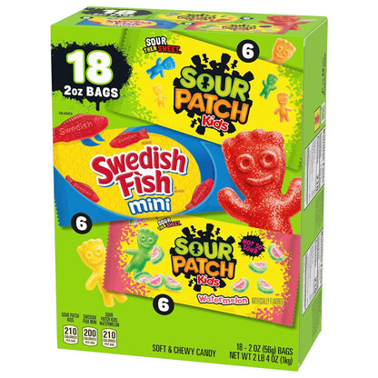 SOUR PATCH KIDS and SWEDISH FISH Mini Bulk Candy Box – Birthday Party Favors, Stocking Stuffers, and Easter Basket Add-Ins
