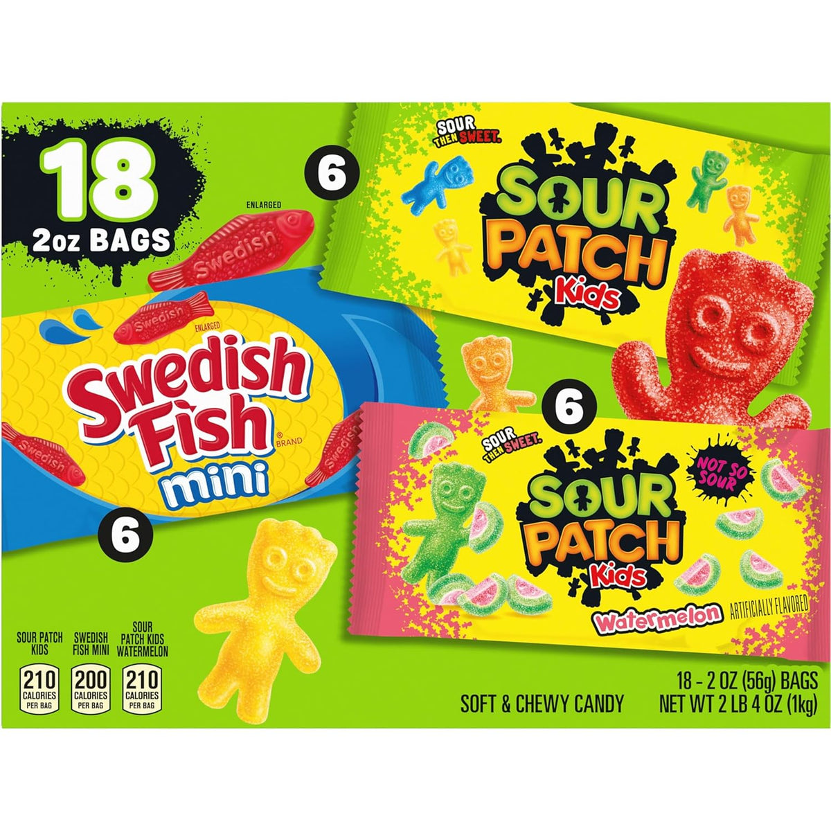 SOUR PATCH KIDS and SWEDISH FISH Mini Bulk Candy Box – Birthday Party Favors, Stocking Stuffers, and Easter Basket Add-Ins