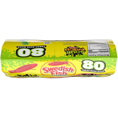 SOUR PATCH KIDS and SWEDISH FISH Mini Bulk Candy – Nostalgic Gift Basket Stuffer for Friends and Coworkers, 80 Treat Bags