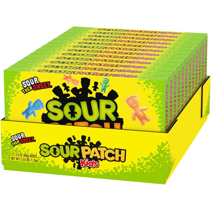 SOUR PATCH KIDS Assorted Fruit Candy, 12 Individually Boxed 3.5 oz Servings for Playdates and Lunches