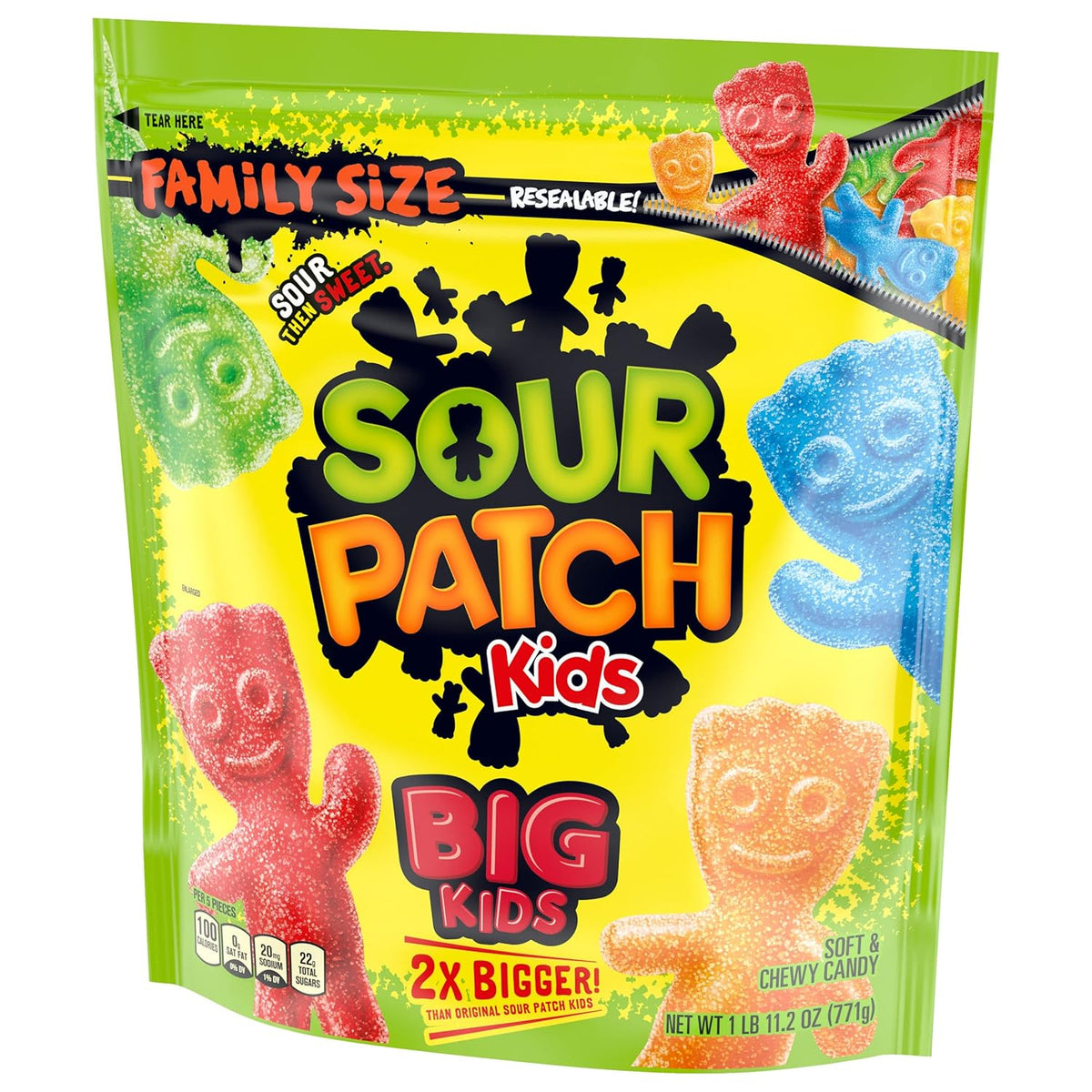 SOUR PATCH KIDS Big Kids Assorted Fruit Candy, Soft Chewy Snack for Kids Lunchboxes and Road Trips, 1.7 lb