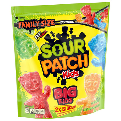 SOUR PATCH KIDS Big Kids Assorted Fruit Candy, Soft Chewy Snack for Kids Lunchboxes and Road Trips, 1.7 lb