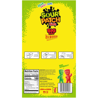 SOUR PATCH KIDS Big Kids Bulk Candy for Classroom Parties, Birthday Treats, and Playroom Snack Bowls, 240 Count