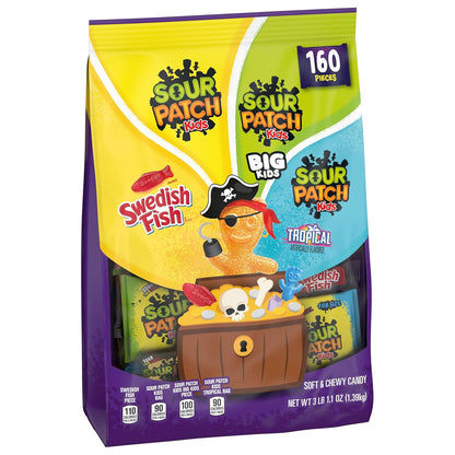 SOUR PATCH KIDS Original, Tropical, Big Kids & SWEDISH FISH Candy Variety – Shareable Bulk Treat Pack for Halloween Party Favors