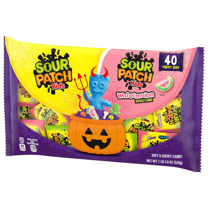 SOUR PATCH KIDS Original & Watermelon Trick or Treat Candy - 40 Pre-Portioned Bags for Outdoor Fall Festival Booths