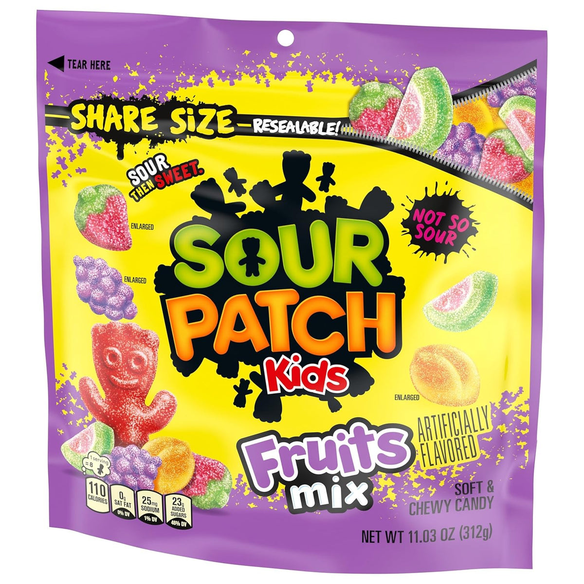 SOUR PATCH KIDS Soft Chewy Candy for Kids Birthday Parties and Family Movie Night, Share Size 11.03 oz