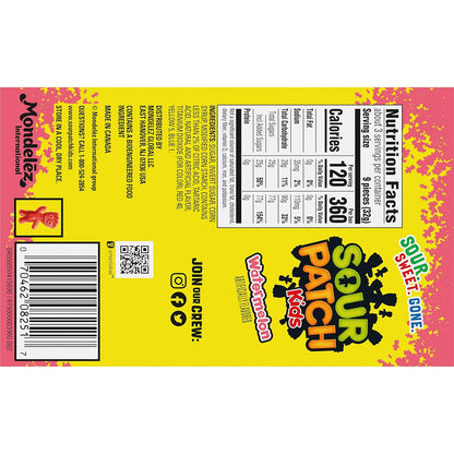 SOUR PATCH KIDS Watermelon Soft & Chewy Candy, Kid-Friendly Trick-or-Treat Handout and Party Favor, 12 - 3.5 oz Boxes