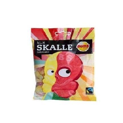 sour-skull fruit-flavored chewy gummy texture