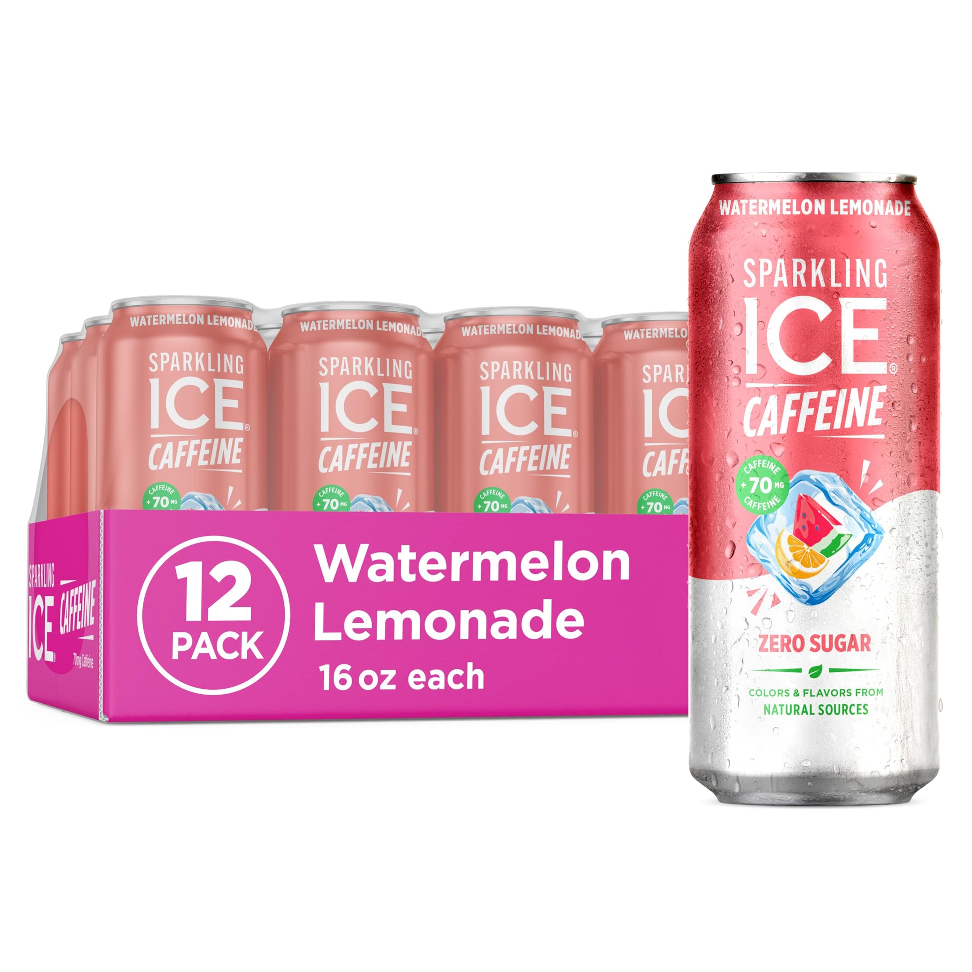 Sparkling Ice Caffeine Black Raspberry Sparkling Water for Mindful Sipping, Low Calorie Wellness Drink with B Vitamins