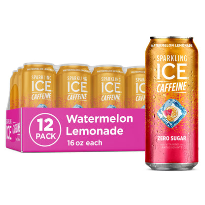 Sparkling Ice Caffeine Black Raspberry Sparkling Water for Mindful Sipping, Low Calorie Wellness Drink with B Vitamins