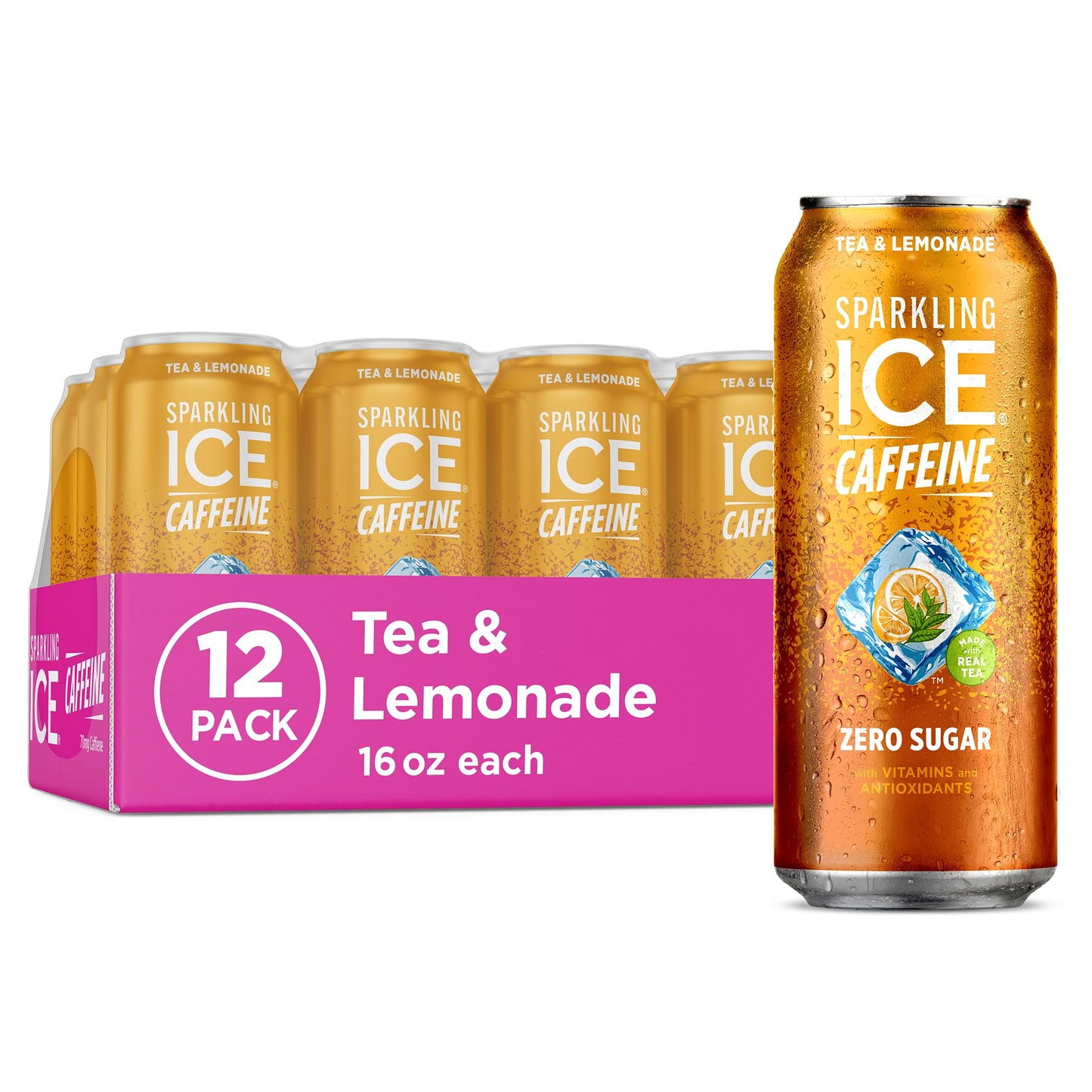 Sparkling Ice Caffeine Black Raspberry Sparkling Water for Mindful Sipping, Low Calorie Wellness Drink with B Vitamins