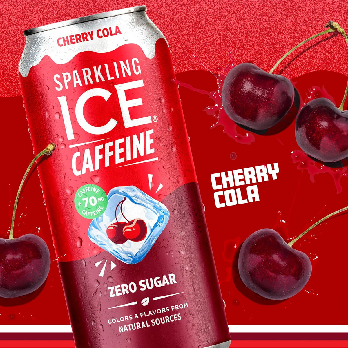 Sparkling Ice® Caffeine Soda Shoppe Cherry Cola – Mid-Day Productivity Boost for Remote Workers, Zero Sugar 12-Pack