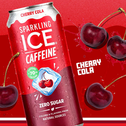 Sparkling Ice® Caffeine Soda Shoppe Cherry Cola – Mid-Day Productivity Boost for Remote Workers, Zero Sugar 12-Pack