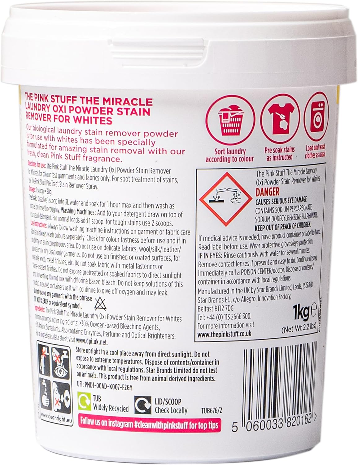 specifically formulated for white fabrics to brighten and whiten