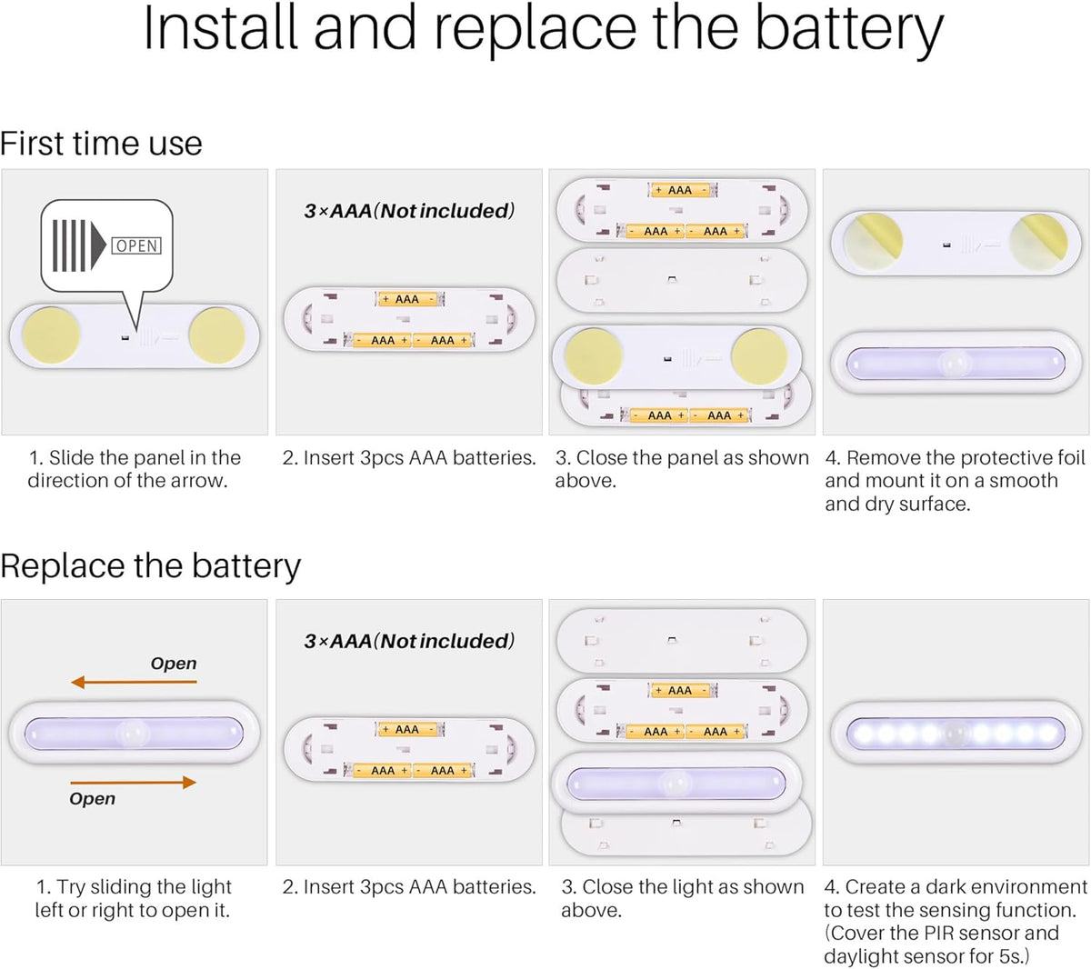 split-body design with ultra-adhesive mounting pads for tool-free installation and easy battery swaps